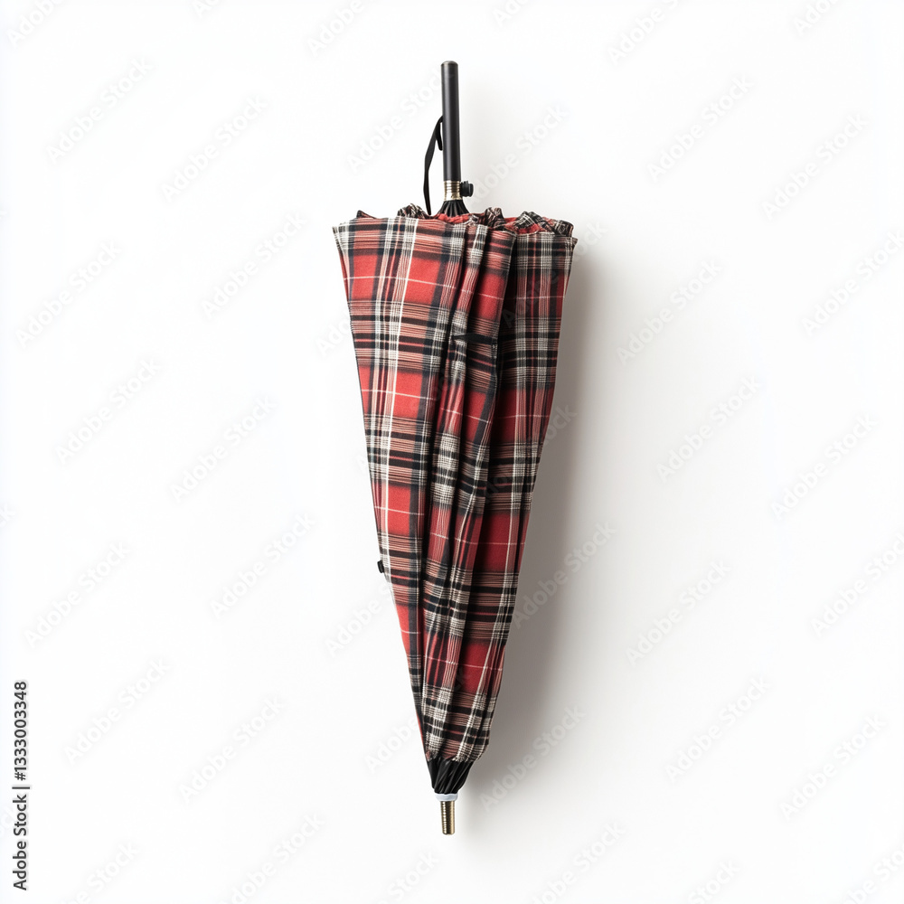 Εκτύπωση καμβά A folded umbrella with a plaid design, neatly arranged to evoke a sense of organized style and casual elegance