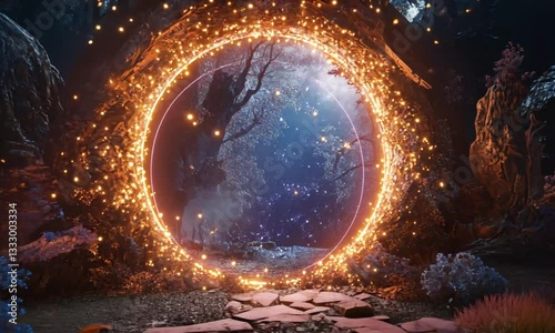 Enchanted Forest Portal: A Mystical Night Scene