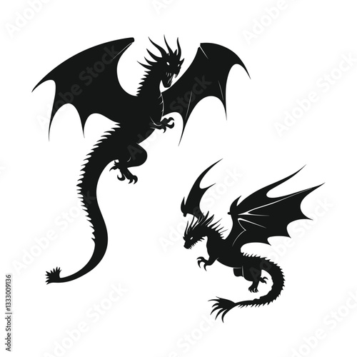 Majestic Flying Dragon Silhouette