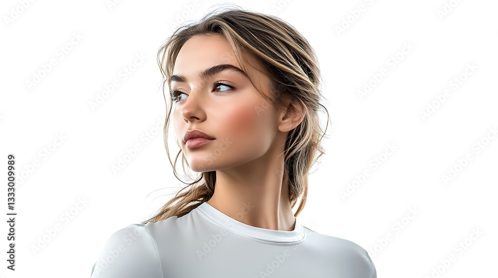 A smiling brunette woman with cute makeup expresses youthful beauty A smiling brunette woman with cute makeup expresses youthful beauty