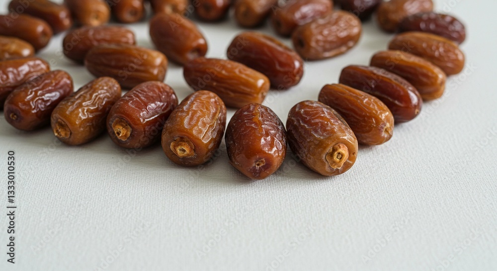 Obraz premium Delicious Dates Close up of Sweet Ripe Medjool Dates Arranged on White Background