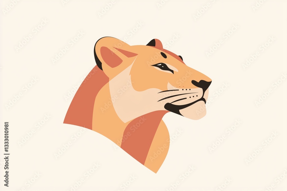 Obraz premium A minimalist 2D icon showcasing the elegant head of a lion against a clean background for a bold statement.