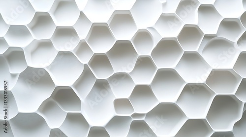 Geometric Octagonal Wall Pattern, Geometric pattern of raised octagonal shapes on a white wall