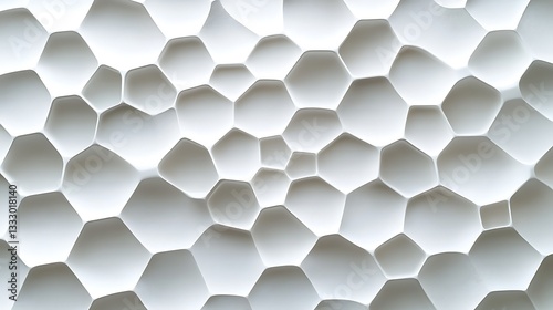 Geometric Octagonal Wall Pattern, Geometric pattern of raised octagonal shapes on a white wall