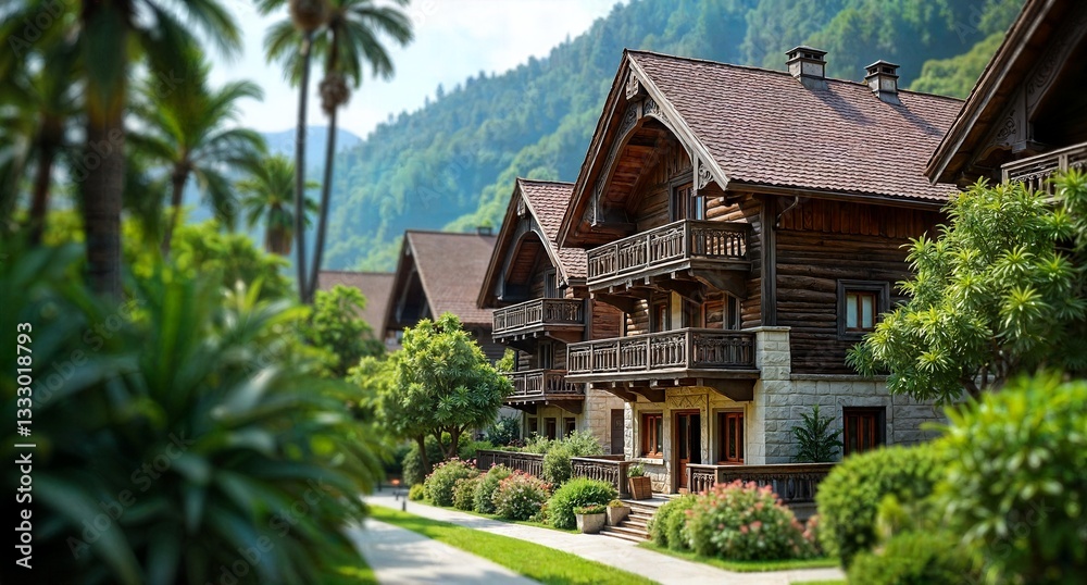 Rustic Log Cabin in a Lush Mountain Setting