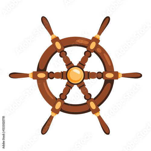 Ship wheel flat vector design