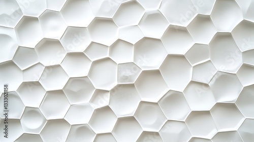 Geometric Octagonal Wall Pattern, Geometric pattern of raised octagonal shapes on a white wall