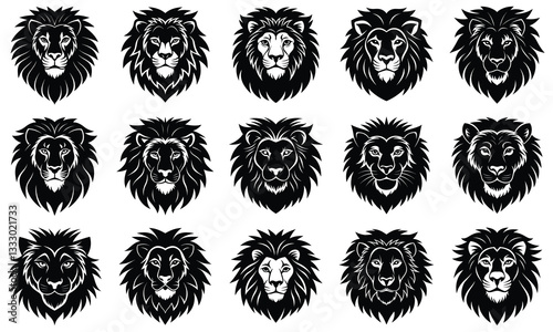 Ornate tribal lion head set with floral and vintage decorative elements