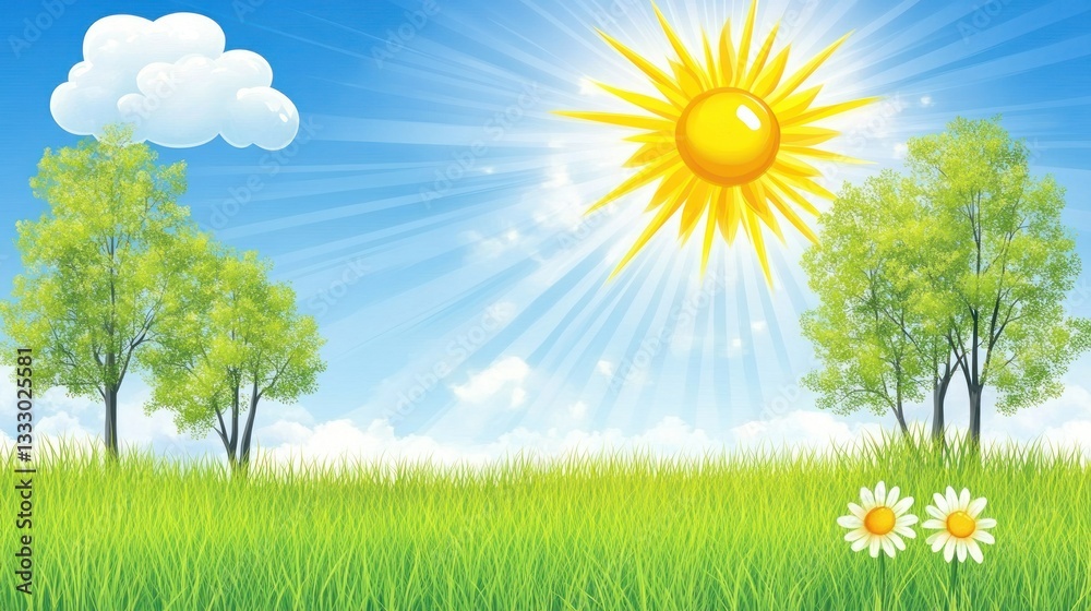 Obraz premium Sunny Spring Meadow Landscape