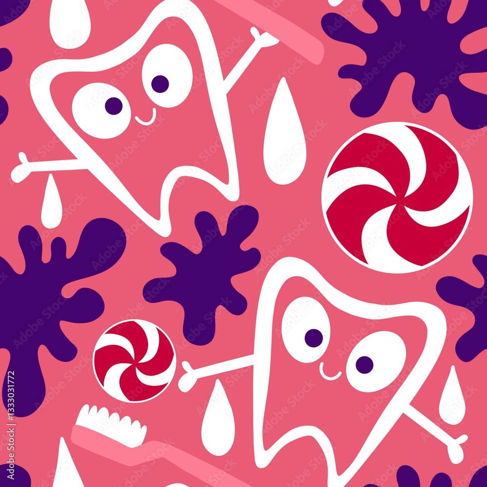 Medicine seamless teeth pattern for wrapping paper and fabrics and linens Medicine seamless teeth pattern for wrapping paper and fabrics and linens