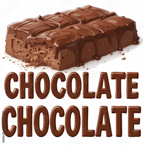 Delicious Chocolate Bar with Drizzled Topping. Vector image