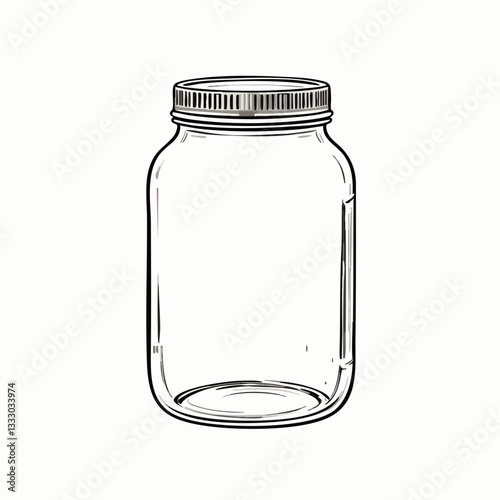 Empty Glass Jar with Metal Lid Illustration. Vector image