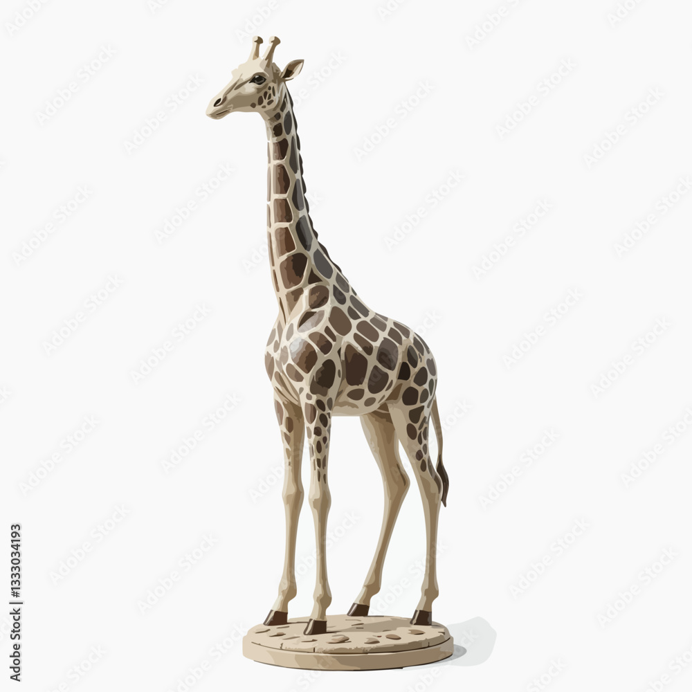 Obraz premium Giraffe Sculpture on Round Base. Vector image
