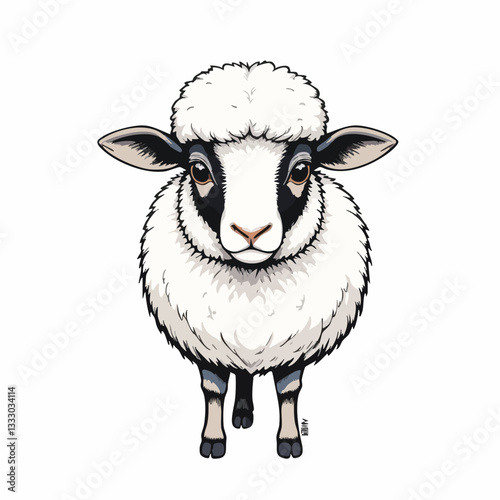 Front View of a Sheep Illustration. Vector image