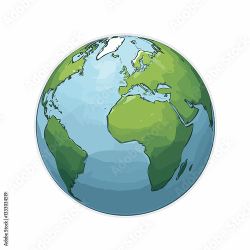 Hand Drawn Earth Globe Illustration. Vector image