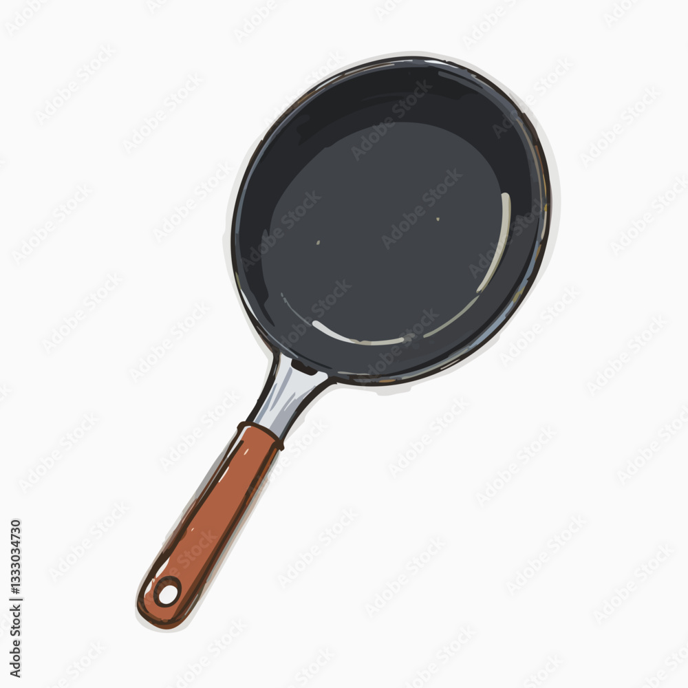 Hand-drawn illustration of a frying pan. Vector image Hand-drawn illustration of a frying pan. Vector image