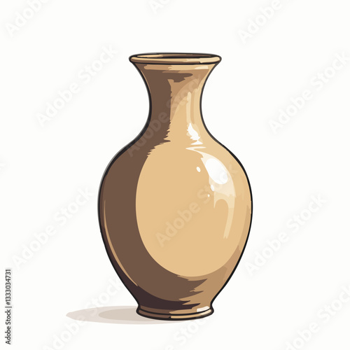 Hand-drawn illustration of a ceramic vase. Vector image