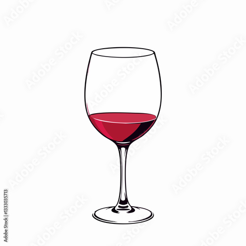 Red Wine in Glass Vector Illustration. Vector image