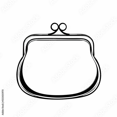 Simple Black Outline Purse Vector Illustration. Vector image