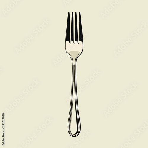 Simple illustration of a dinner fork. Vector image
