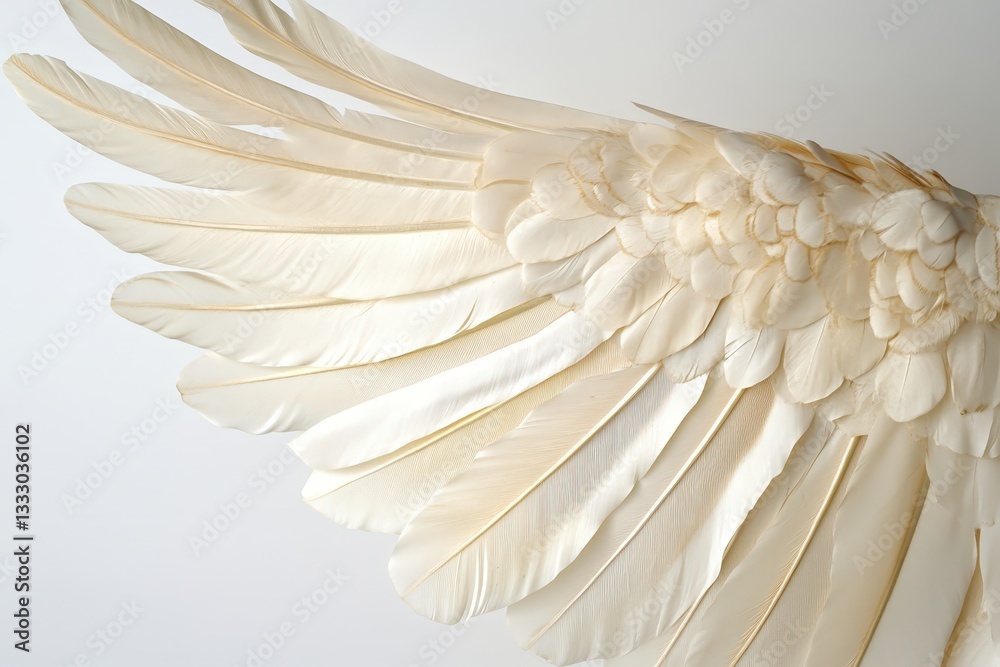Fototapeta premium Detailed view of a beautiful white bird wing on display