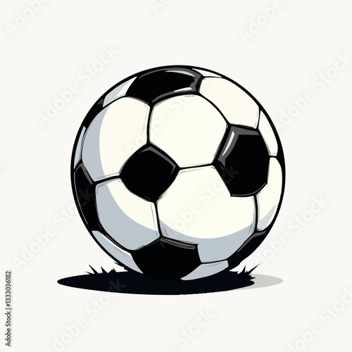 Soccer ball illustration classic design black and white. Vector image