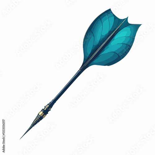 Stylized Dart with Teal Feather Flight. Vector image