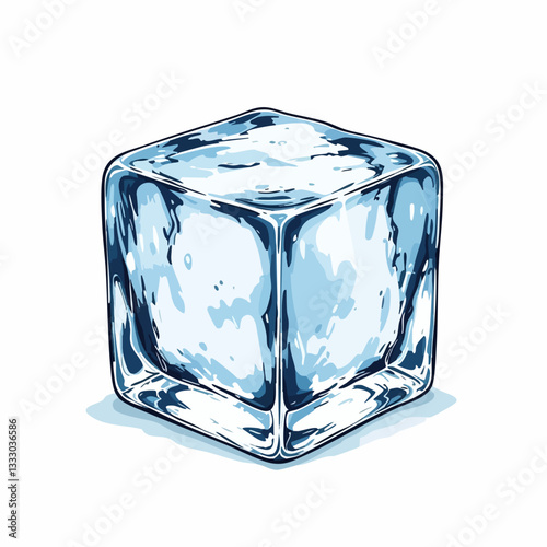 Vector Illustration of a Single Ice Cube. Vector image