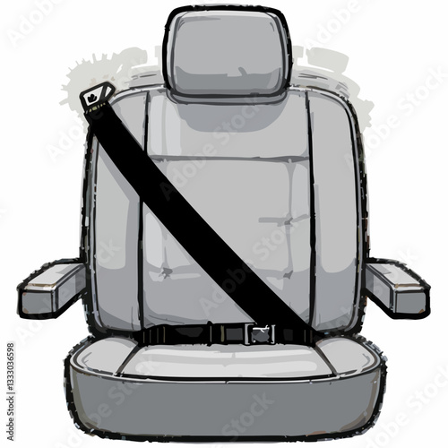Vehicle Seat with Safety Belt Illustration. Vector image