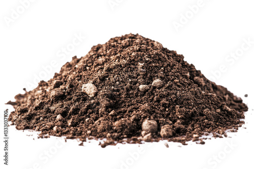 Pile of earth, ground, soil close up view, cut out transparent