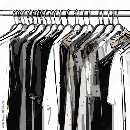 Abstract Clothing on Hangers Illustration. Vector image