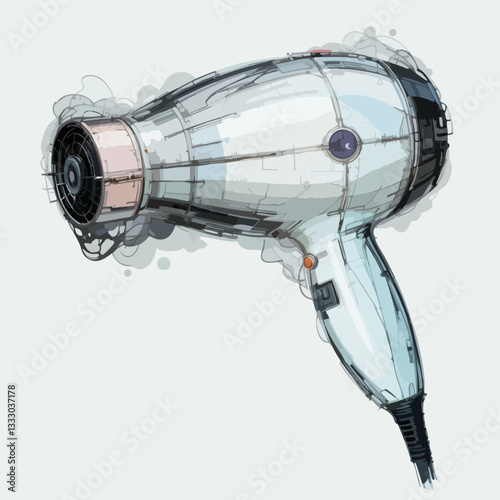 Abstract Illustration of a Hair Dryer. Vector image