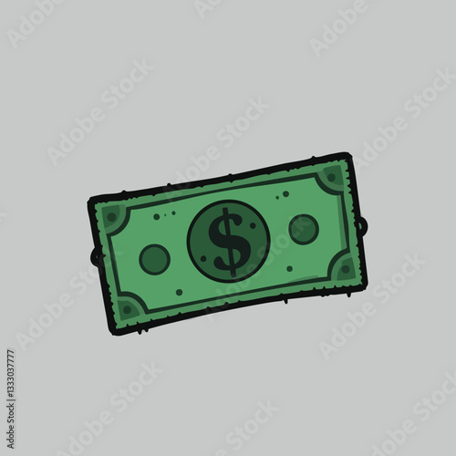 Cartoon Illustration of a Dollar Bill