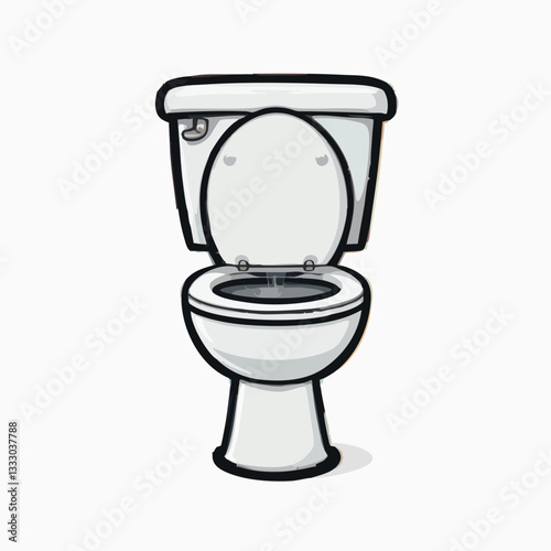 Cartoon Illustration of a Toilet with Water Flushing. Vector image