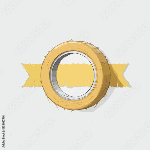 Circular Adhesive Tape Dispenser with Banner. Vector image