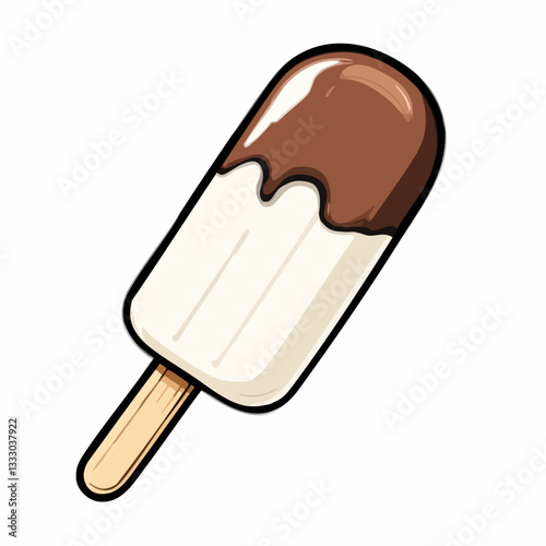 Chocolate Drizzled Ice Cream Bar Illustration. Vector image