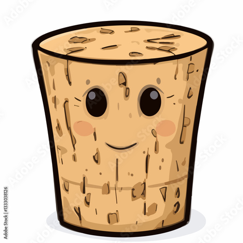 Cute Cartoon Cork Illustration. Vector image