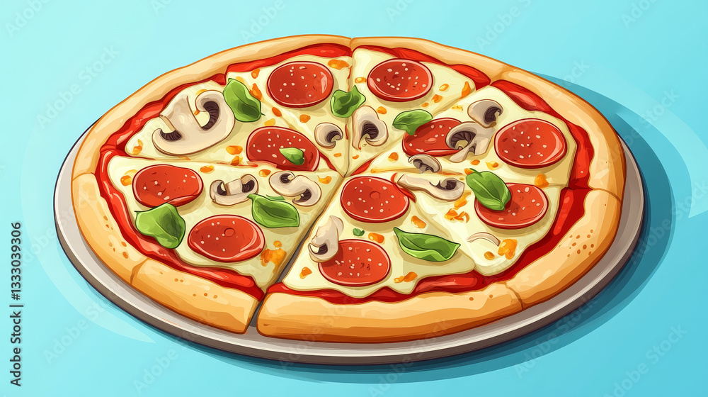 Pizza ingredients. Cartoon pizza with cheese, tomato sauce, pepperoni and mushrooms, italian homemade food flat style. Vector isolated set. Pizza ingredients. Cartoon pizza with cheese, tomato sauce, pepperoni and mushrooms, italian homemade food flat style. Vector isolated set.