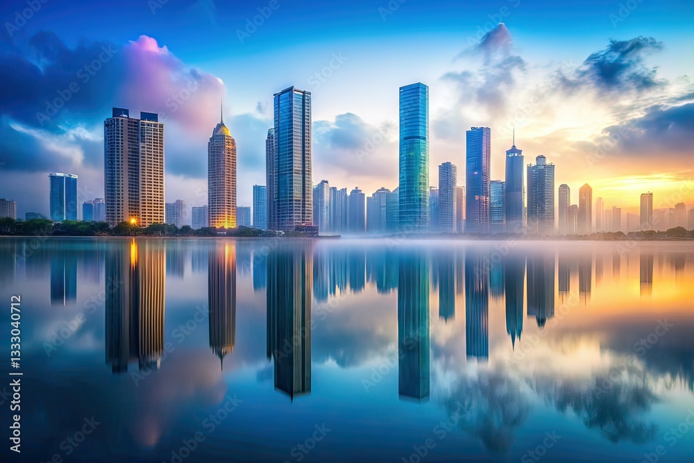 Abstract Minimalist Skyline Reflection Foggy Business Background Abstract Minimalist Skyline Reflection Foggy Business Background