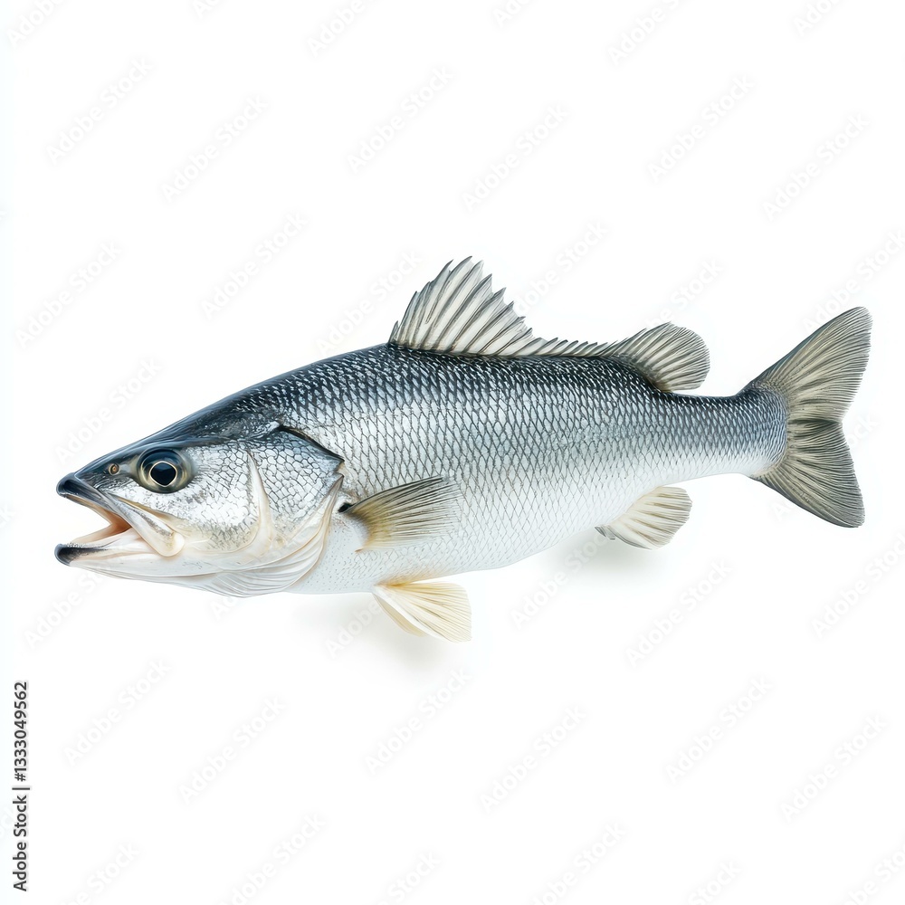 Obraz premium Anabas fish, known for its unique ability to breathe air, showcasing vibrant colors against a clean white backdrop.