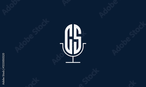 CS podcast microphone monogram logo design