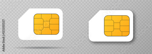 Vector Mobile Cellular Phone Sim Card Chip Isolated on Background. Vector 10 eps.