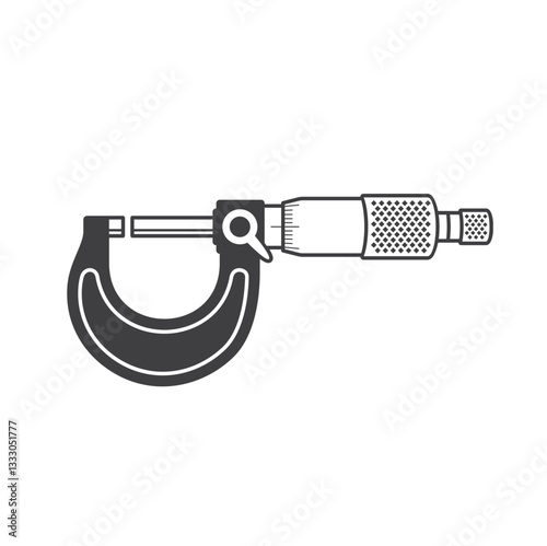 illustration of micrometer, engineering tool, vector art.