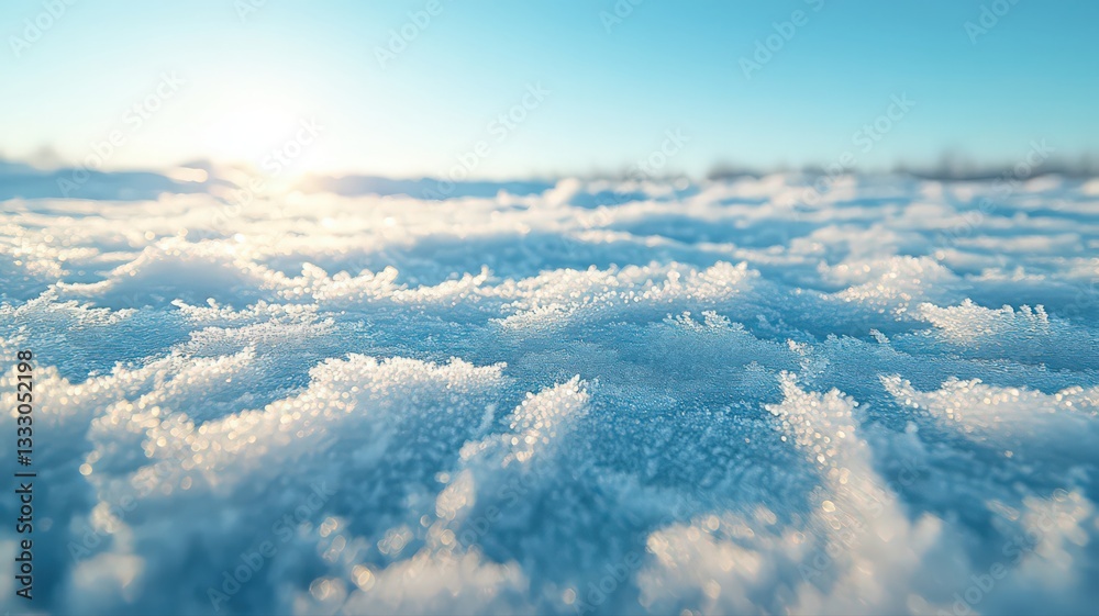 Naklejka premium Glistening Snow Crystals Under Bright Sunlight