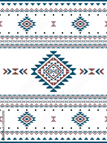 Aztec Native American Navajo tribal ethnic Southwest Mexican boho indian geometric texture ornament seamless pattern fabric colorful design vector for textile printing blanket rug carpet fashion