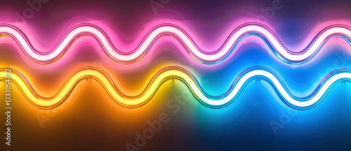 Colorful neon wave patterns illuminating a dark background, creating a vibrant atmosphere