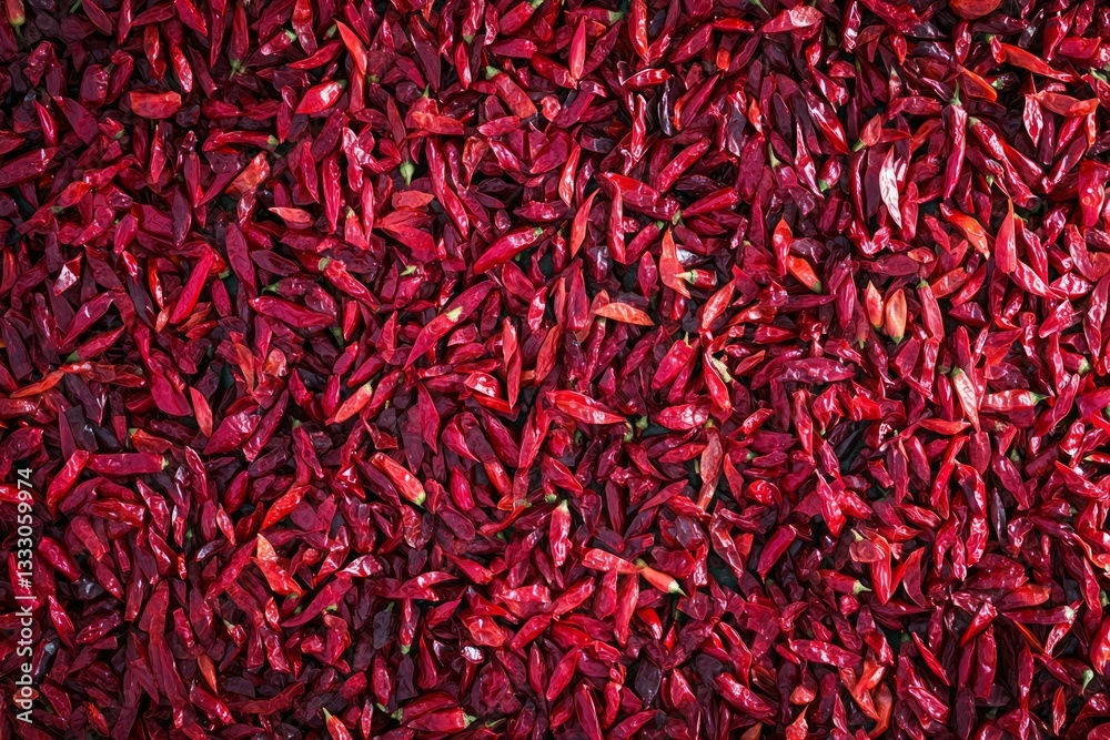 Fototapeta premium Abundance of red chili peppers filling frame. AI image