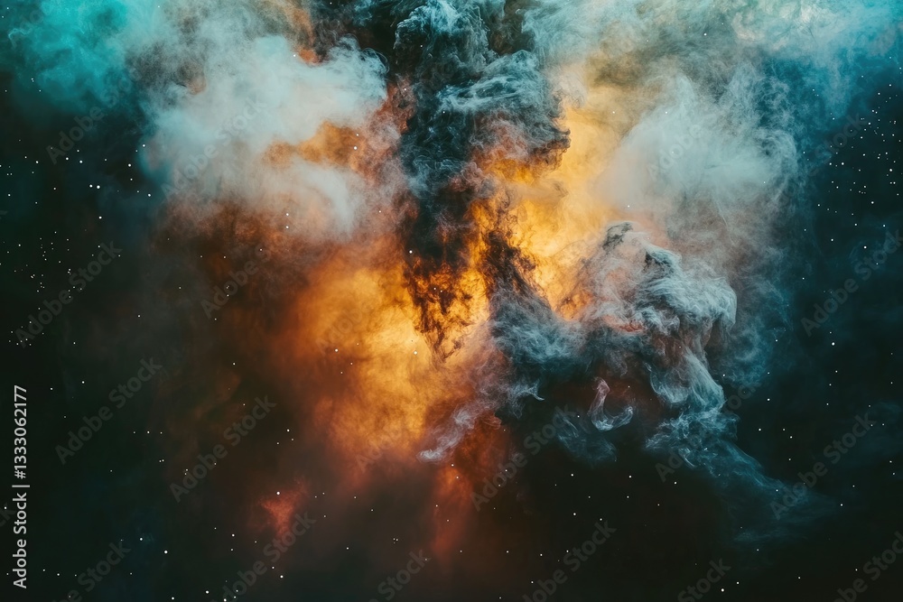 Colorful Nebula Smoke Clouds in Cosmic Space Background Colorful Nebula Smoke Clouds in Cosmic Space Background