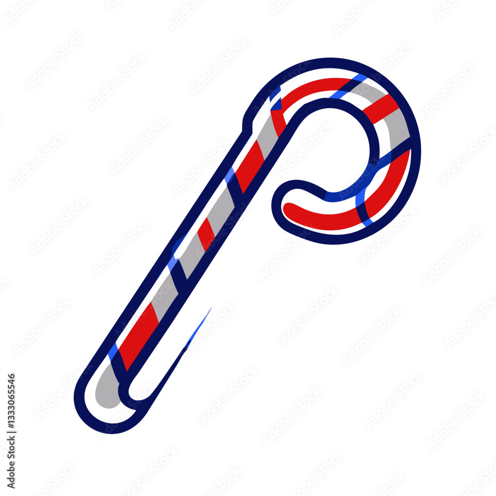 Obraz premium Candy cane icon with red and white stripes, festive holiday concept