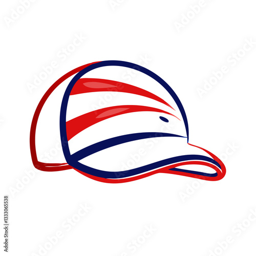 Cap icon with red and blue stripes, casual fashion concept